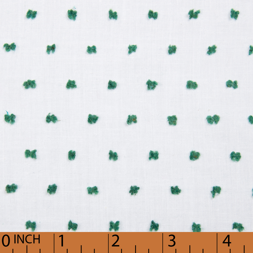 O29- White with green dot fabric
